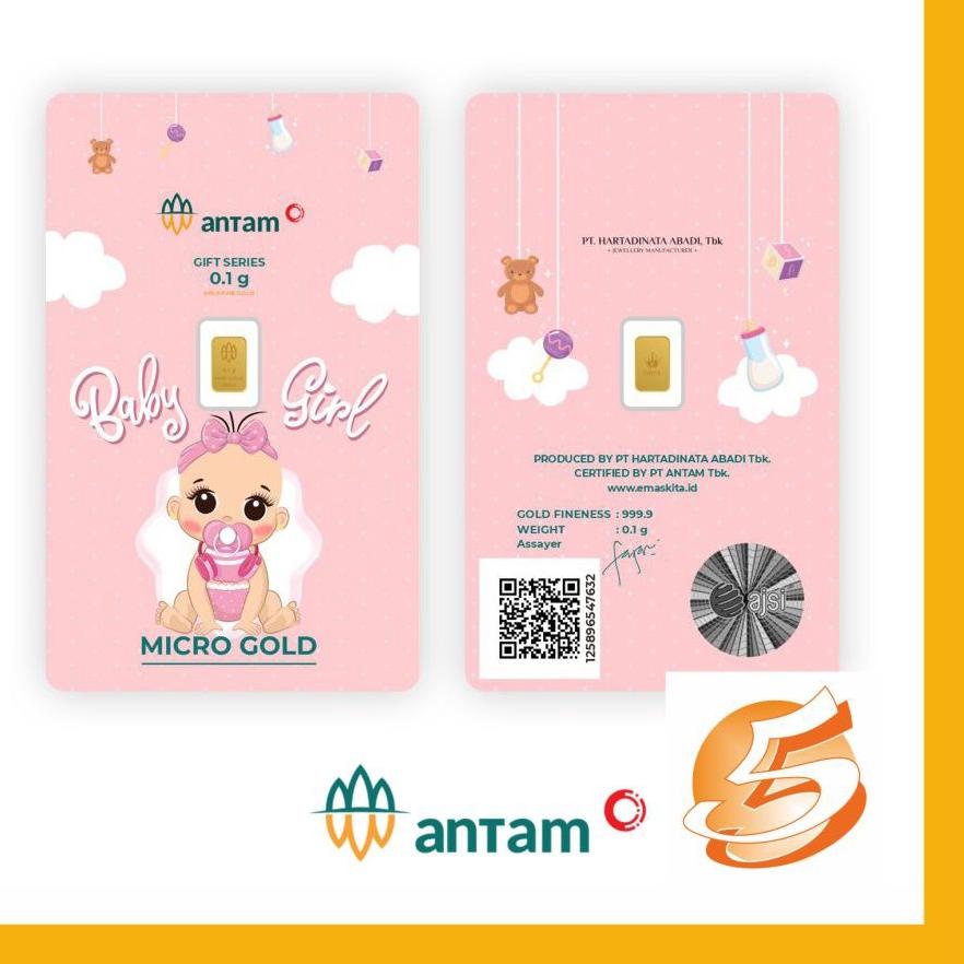 Cash Back Emas Logam Mulia Murni 0,1 0.1 Gram ANTAM Hartadinata Micro Gold Batangan 24k Edisi Baby G