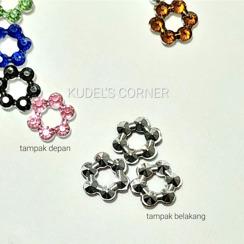 50pcs mote jahit/ mote tempel bunga sakura ukuran 9mm