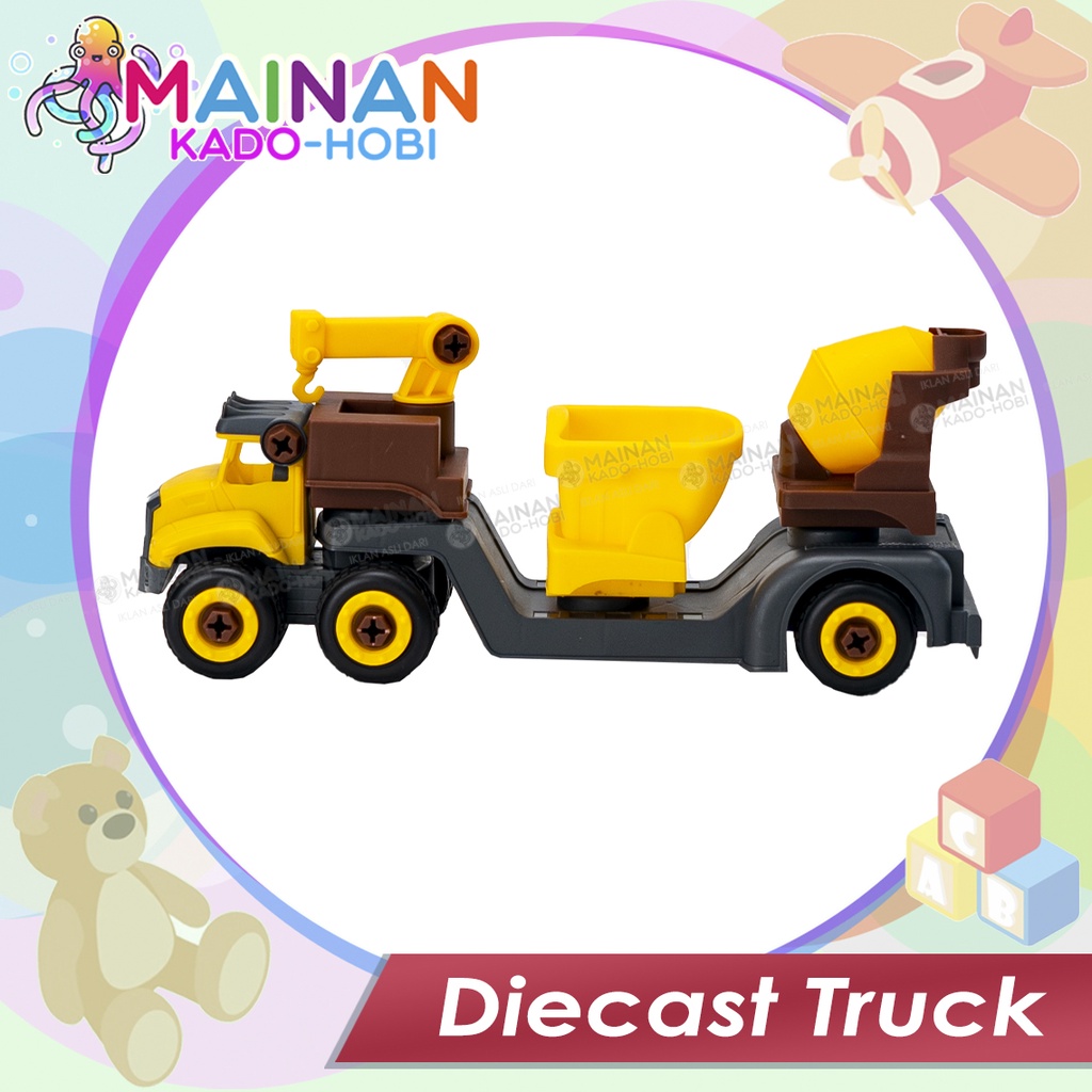 MAINAN ANAK LAKI DIECAST MINIATUR TRUCK SEMEN KONSTRUKSI EXCAVATOR