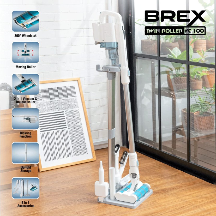 BREX VC 100 3 in 1 - VACUUM CLEANER CORDLESS TWIN ROLLER 8 IN 1 (GARANSI RESMI)