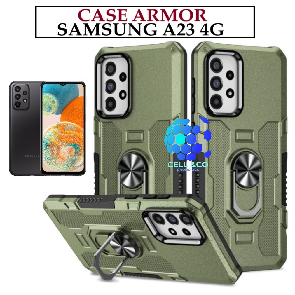 Case Armor New SAMSUNG GALAXY A23 4G Iring Cincin Magnetic Kesing Hp Protect kamera Premium Hard Case Standing Robot Pelindung Kamera