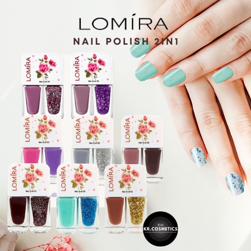 LOMIRA Nail Polish 2 in 1 kutek 2in1 double gaya korea 2 warna 12ml