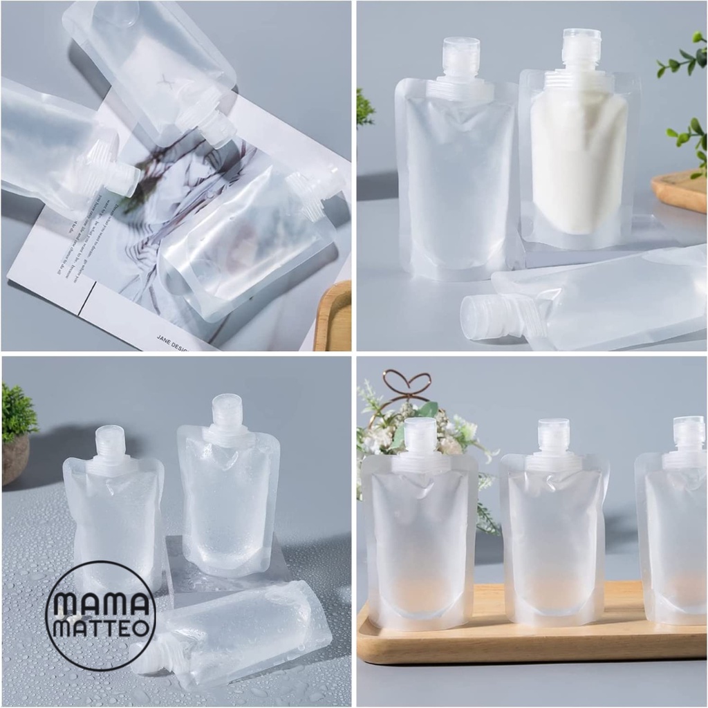 Pouch Cairan Travel Refill / Botol Tempat Wadah Kemasan Kosong Liquid Shampo Sabun Body Lotion Isi Ulang Bahan Plastik 30ml 50ml 100ml