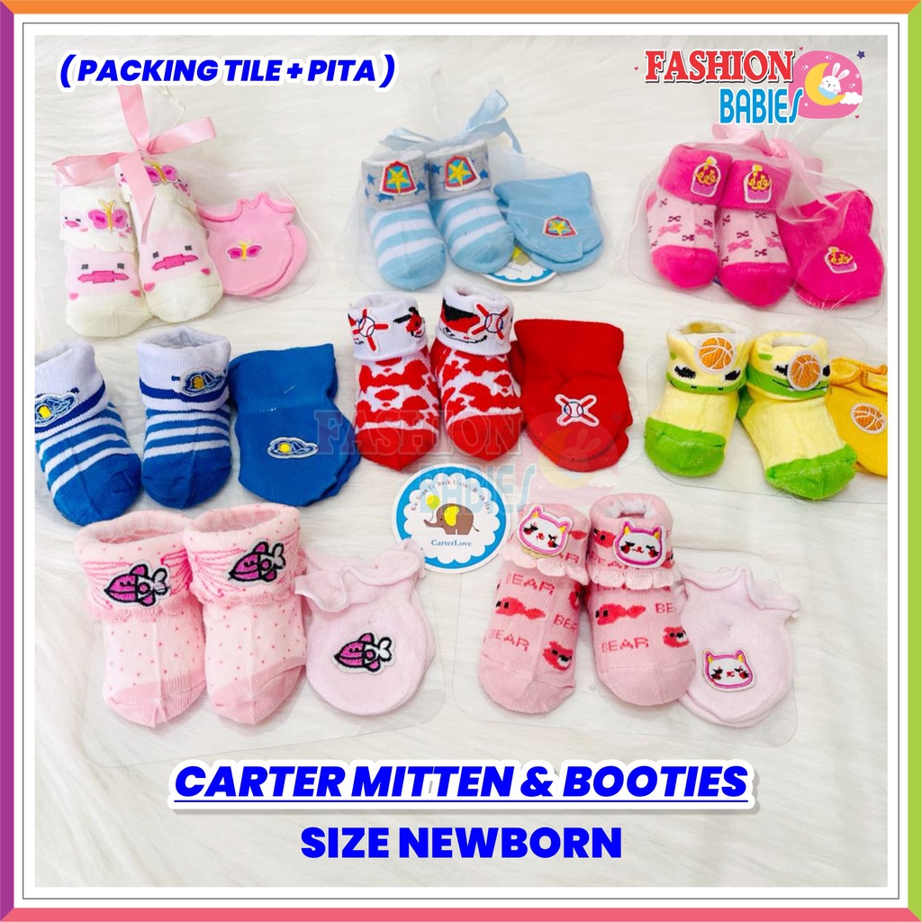 ❤ Fashionbabies ❤ CARTER MITTEN &amp; BOOTIES 2IN1 / SARUNG TANGAN + SARUNG KAKI NEWBORN