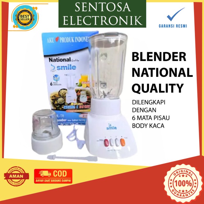 BLENDER NATIONAL SMILE BODY KACA DENGAN 6 MATA PISAU