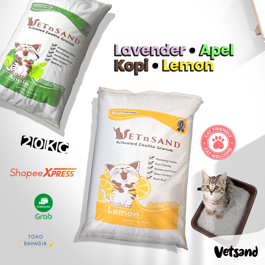 Pasir Kucing Gumpal Wangi 20 Kg Vetsand [Instant Only]
