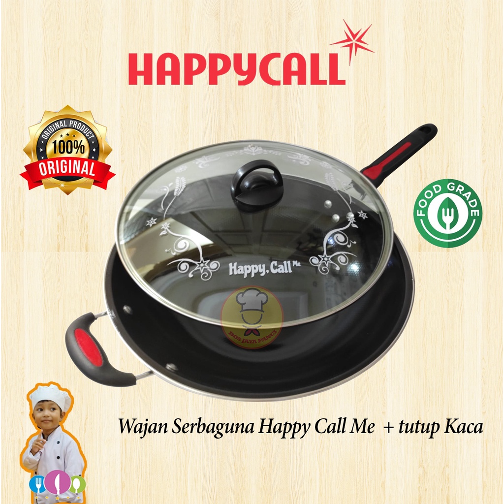 Wajan Penggorengan Serbaguna Original Happy Call Me HC-8932 Enamel Tahan Lama Anti Lengket