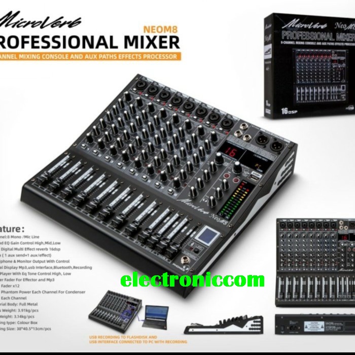 AUDIO MIXER MICROVERB NEOM8/ NEO M8 USB RECORDING NEO M8