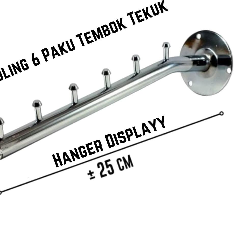 ✨11.11✨ Hanger Suling Tempel Tembok 6 Titik Paku Gantungan Baju Display Toko Gantungan Baju Dinding 