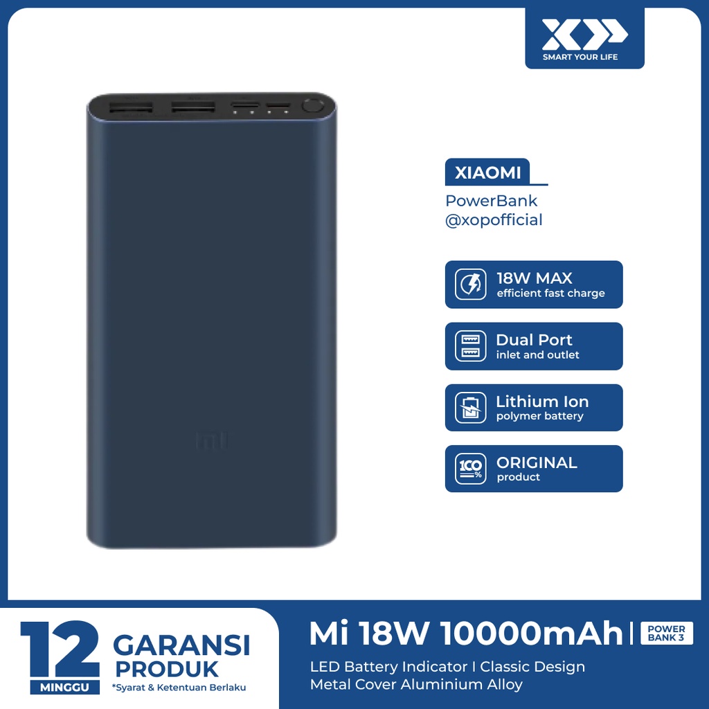 Mi 18W Powerbank 3 10000mAh Fast Charger Original