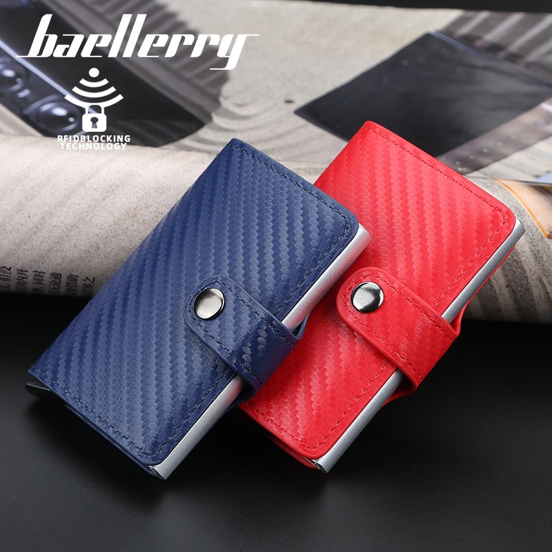 IMPOR ORIGINAL BAELLERRY K9131 DOMPET KARTU RFID DENGAN PELONTAR MOTIF KAIN SERAT FIBER CARBON