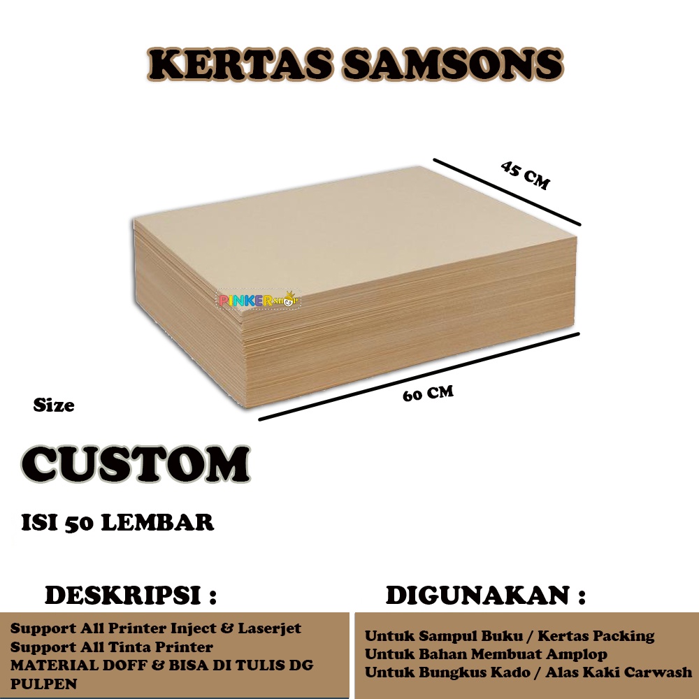 

Kertas Samson 45cm x 60cm 75 gr isi 50 lembar / Kertas Samson Coklat / Kertas Packing Olshop