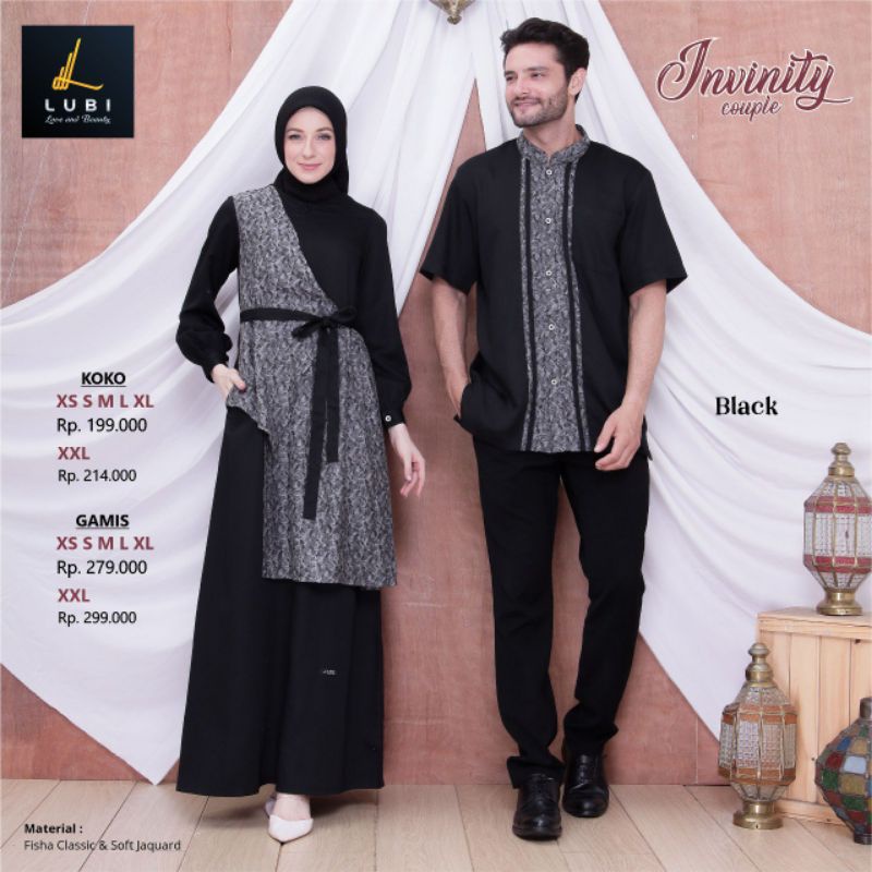 Couple Black Hitam Lubi Invinyity baju kekinian pasangan lebaran