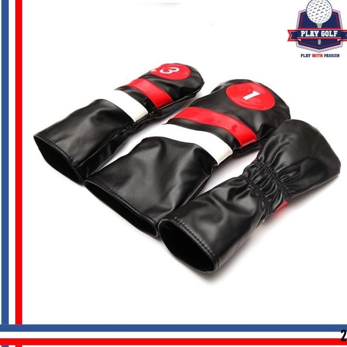 Sarung Stick Golf Wood Hybrid Rescue Driver Set Headcover Cover 3 Pcs