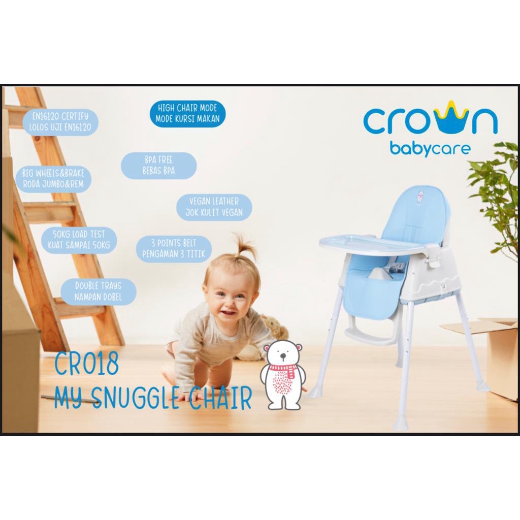 CROWN BABY CARE CR018 MY SNUGGLE FOLDABLE CHAIR 15IN1 KURSI MAKAN BAYI DAPAT DILIPAT