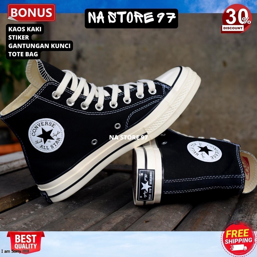 Sepatu Sneakers 70s Egret High BLACK WHITE PREMIUM BNIB