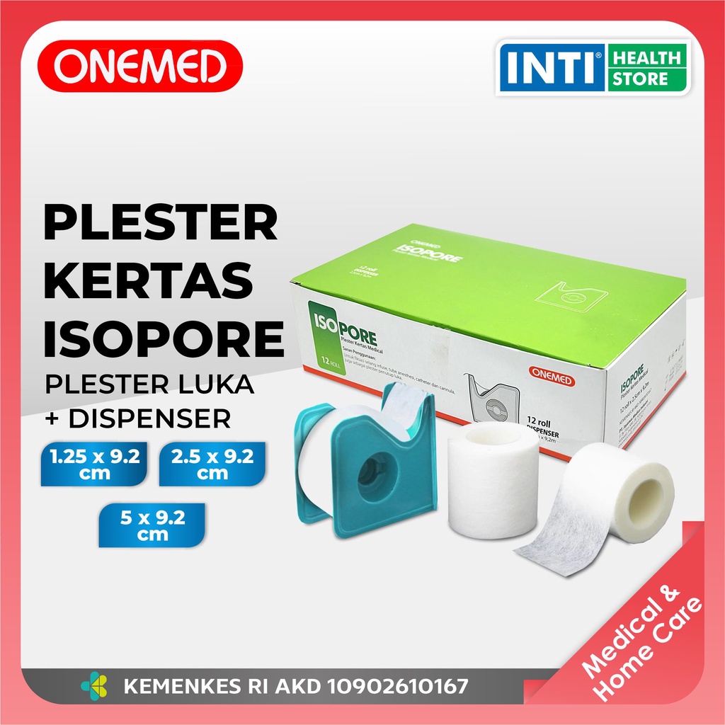 ONEMED ISOPORE Plester Kulit  + Dispenser | Plester Luka | P3K | Plester Kulit warna Putih