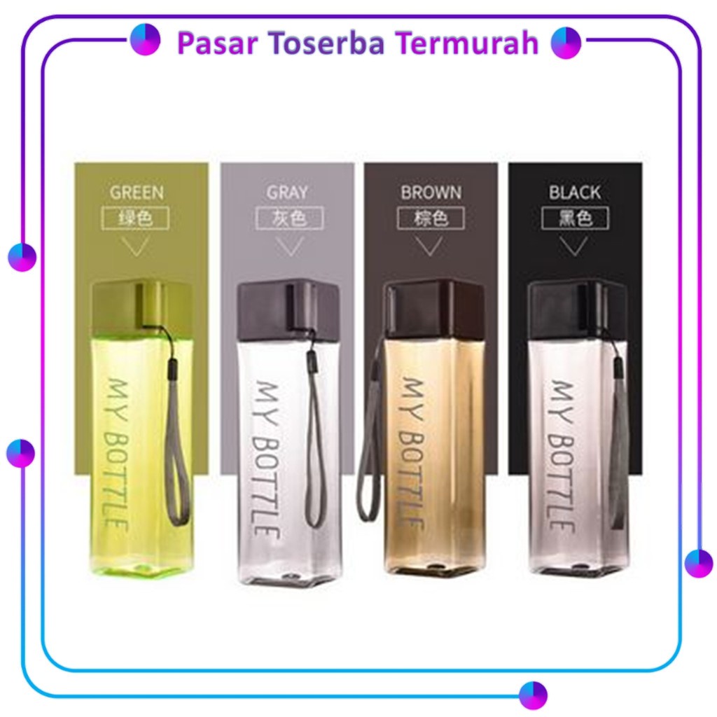 Market1688  MY BOTTLE PERSEGI  500ML TRANSPARAN DAN DOFF MY BOTOL PETAK  MURAH  BOTOL MINUMAN