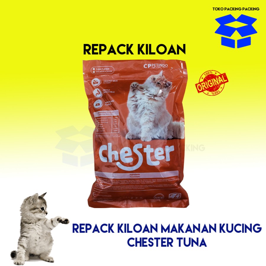 ( 8 PCS) Makanan Kucing Chester Tuna 1kg Kitten Adult - Grab/Gojek