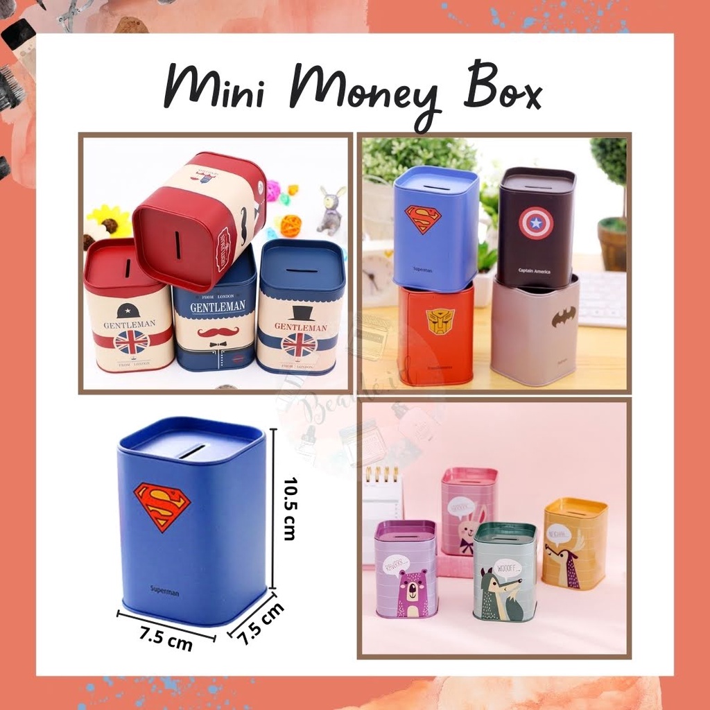 Kotak Celengan Koin Mini Tabungan Koin Logam Cocok Untuk Anak Souvenir Pajangan Meja Hadiah Unik Serbaguna Bahan Besi Tebal Berkualitas Mini Money Coin Box