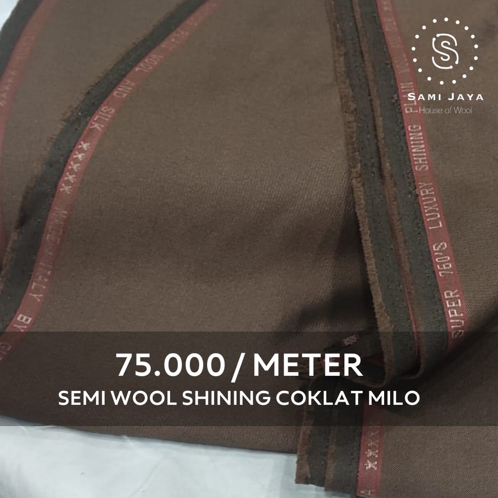 (per 0,25m) Kain Bahan Jas & Celana Wedding Semi Wool Shining warna Coklat Milo