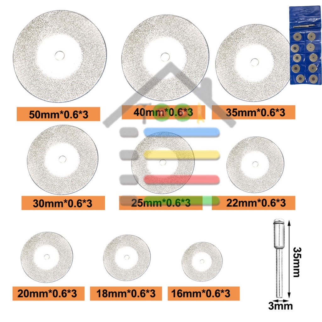 MINI CUTTING DISK GRINDING WHEEL MATA GERINDA 16 MM SET 12IN1