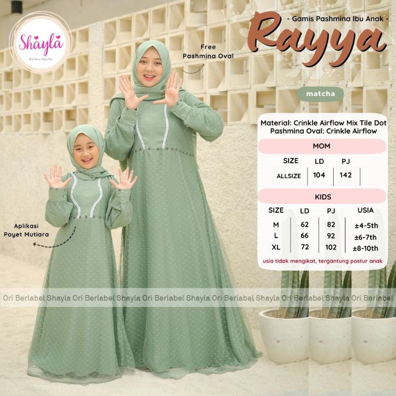 RAYYA DRESS Couple free pashmina By NSK | Couple Ibu Anak