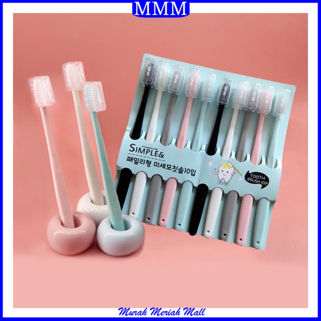 MMM Sikat Gigi Dewasa 1 SET 10 PCS Toothbrush Double Care Sensitive Soft-Sweet Bee Sikat Gigi Nano Tech Sikat Gigi Medium Import Murah