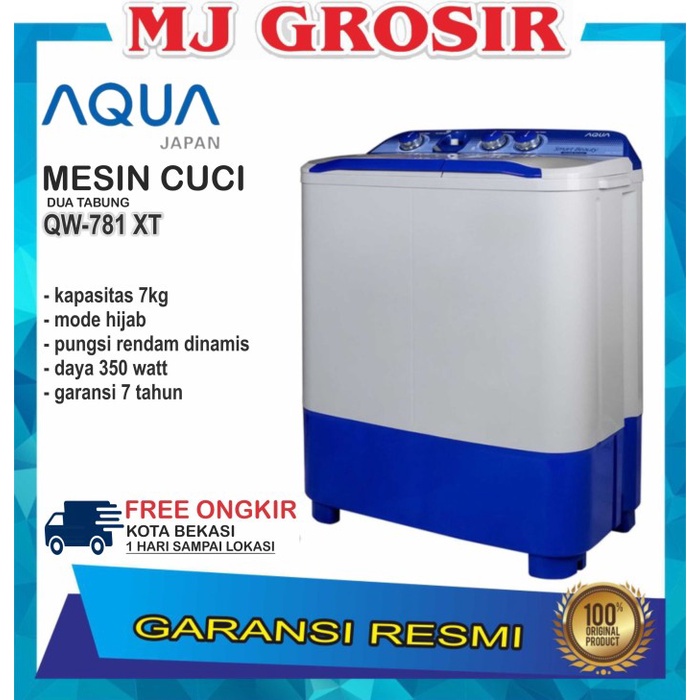 MESIN CUCI AQUA JAPAN QW781XT 7KG 2 TABUNG 781XT 7 KG 781 HIJAB SERIES