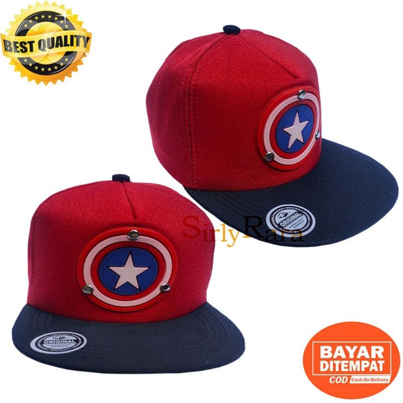 Topi Snapback Anak Laki Laki Logo CAPTAIN AMERIKA bisa bayar di tempat