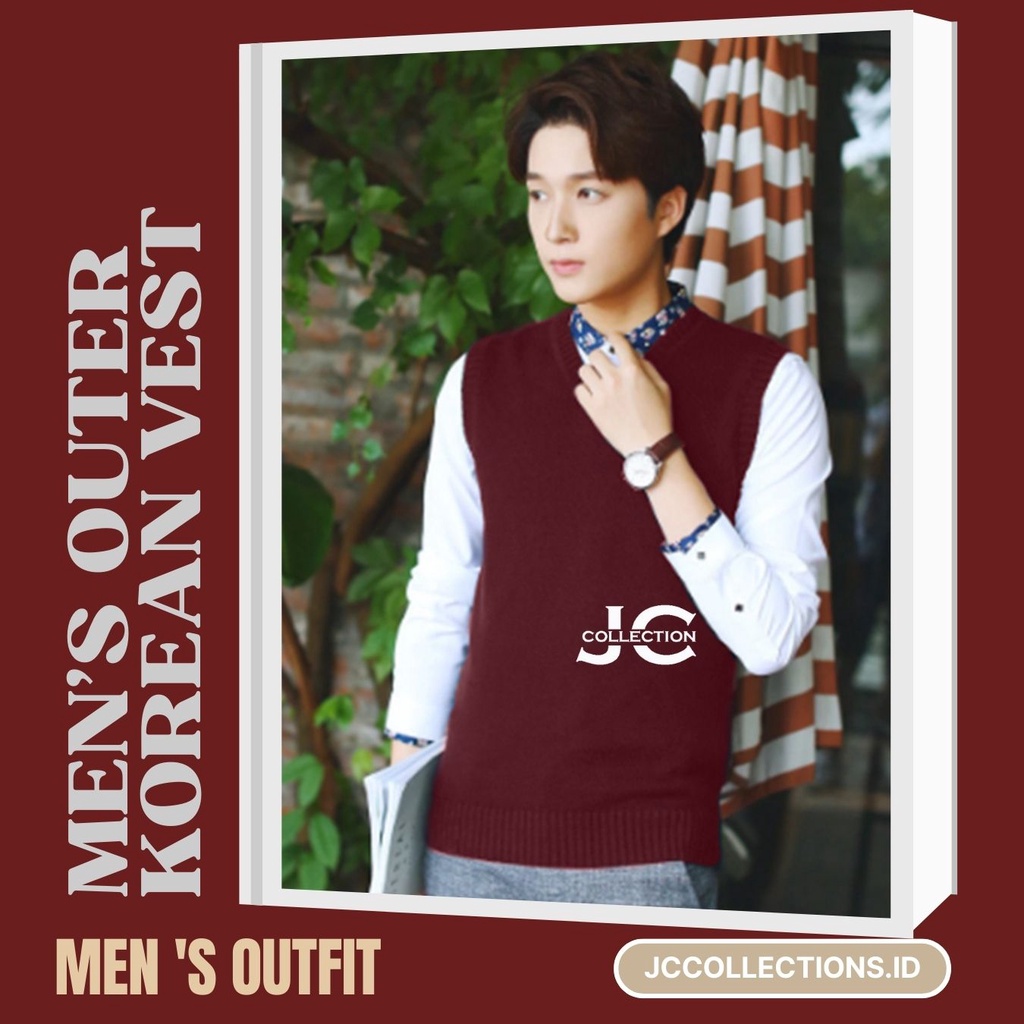 Rompi Pria Rajut Korea Vneck Knit Vest Iyan / Vest Rompi Rajut Pria - JCCollections