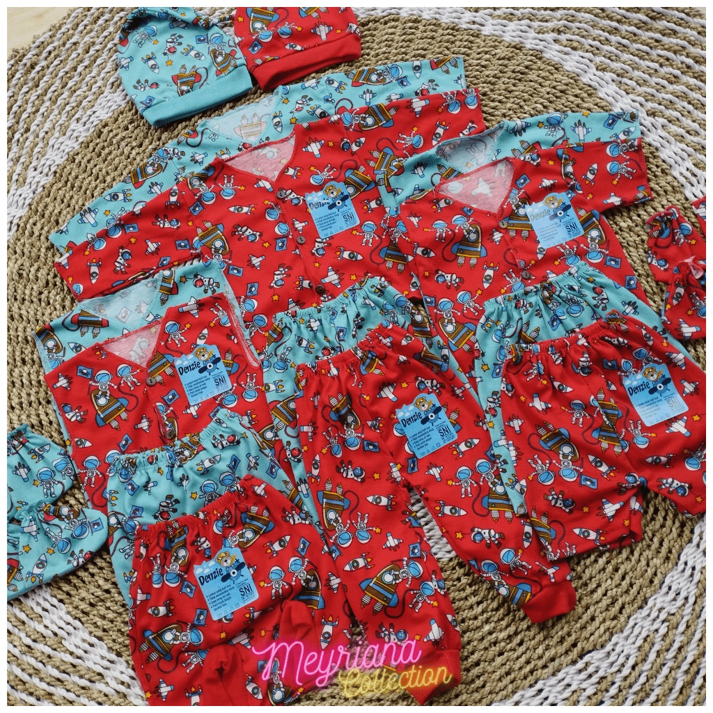 18 PCS Baju Bayi Celana Bayi PRINTING Set Topi dan SARTAKI Motif Astronot Perlengkapan Bayi Kado Gift Set Paket Hemat