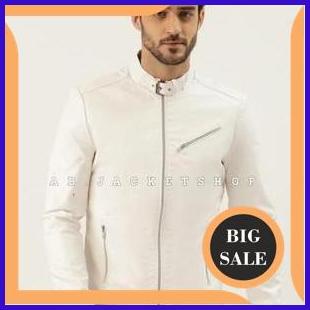 Jaket kulit asli pria jaket kulit domba warna putih 1M4R23 onderdil