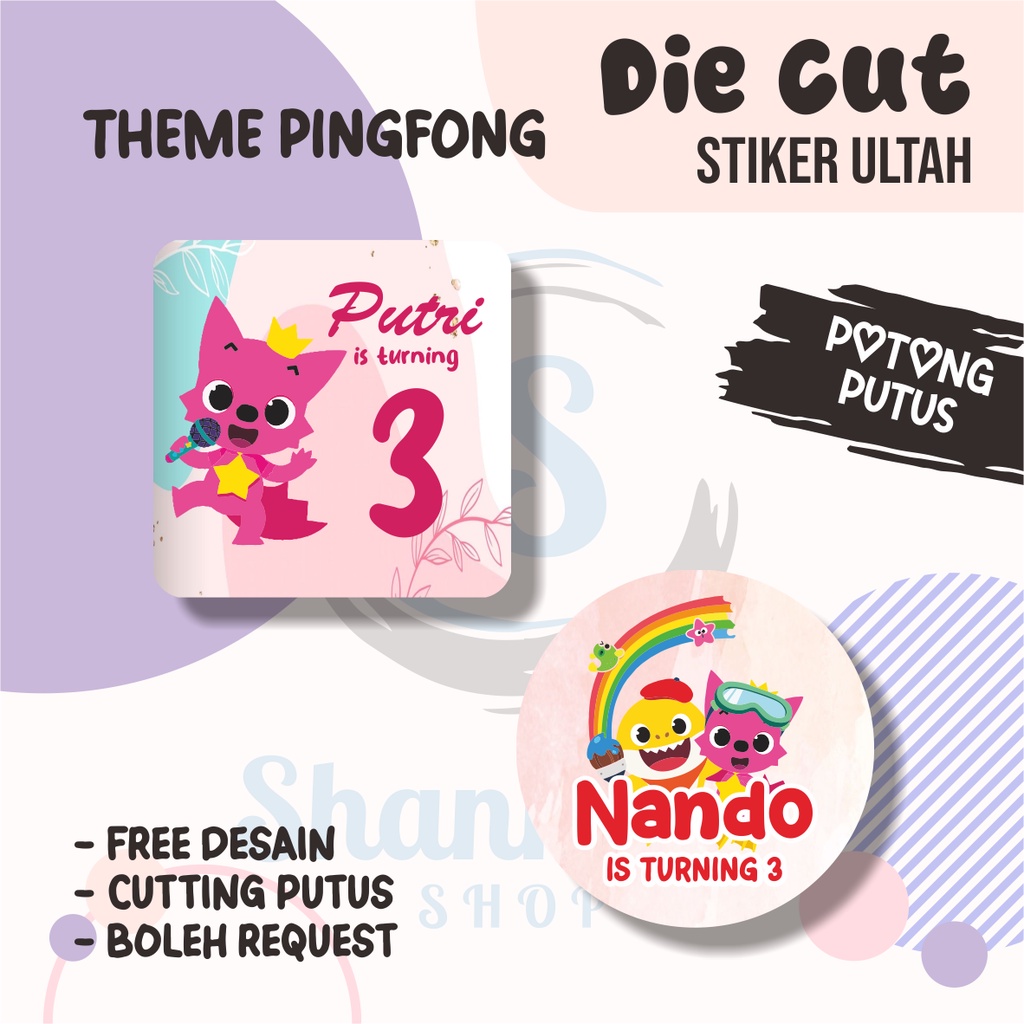 

Stiker Label Ulang Tahun THEME PINGFONG / Stiker Ulang Tahun Bahan Chromo / Stiker Ultah Murah