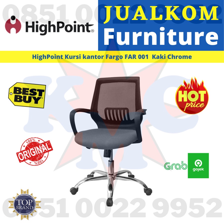 HighPoint Kursi kantor Fargo FAR001 Kaki Chrome