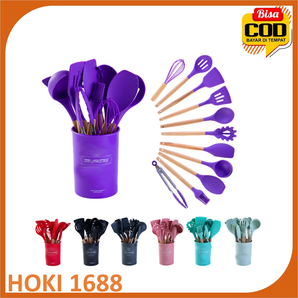 Silikon Spatula Silicone Sodet Alat Masak Set 12pcs Spatula Steak Clip Set Oil Brush Kitchen Cooking