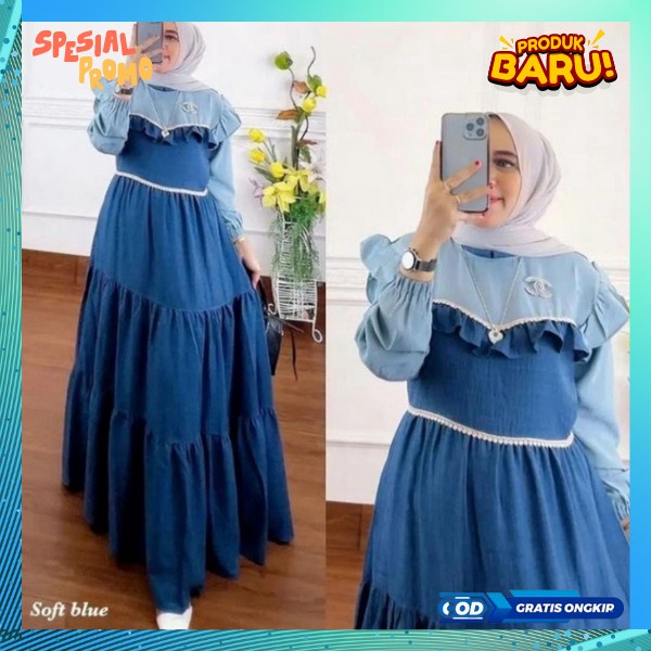 Ganis Polos Premium Pskaian Pesta Kondangan Ibu2 Bajy Gamis Perempuan Dewasa Gamid Motif Simpel Gmis