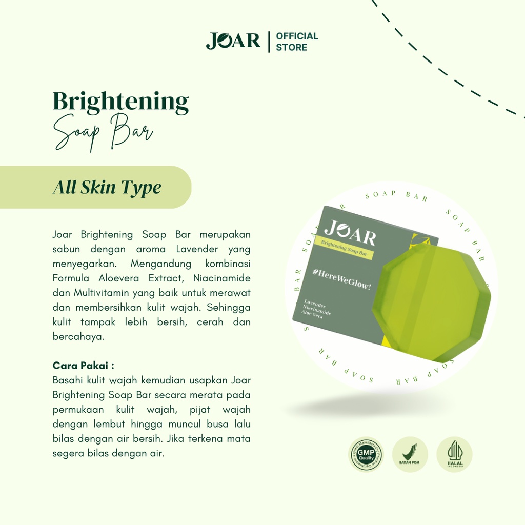 Joar Skincare [2 Pcs] Series Brightening (Soap Bar/Sabun, Serum, Day Cream, Night Cream &amp; Face mist)