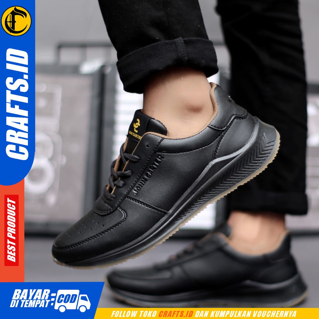 Sepatu Sneakers Pria Putih Hitam Casual Running Crafts Athen