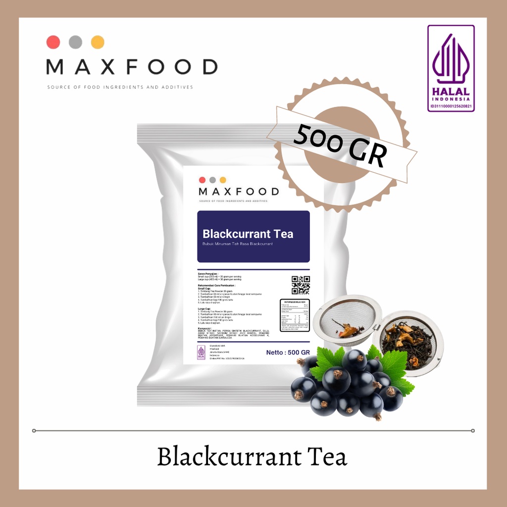 

Blackcurrant Tea / Teh Rasa Blackcurrant / Bubuk Minuman Teh Blackcurrant 500 GRM