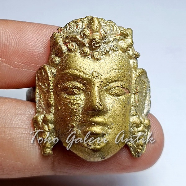 Jimatan Cincin Kepala Budha Kuningan Antik