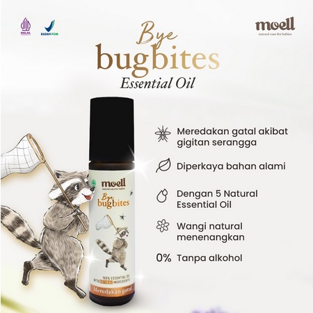 Moell Bye Bugbites Natural Essential Oil / Melindungi Dari Gigitan Nyamuk / BPOM