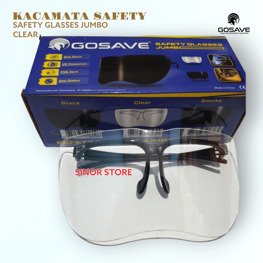 Kacamata Safety JUMBO Bening Gerinda Glasses GOSAVE