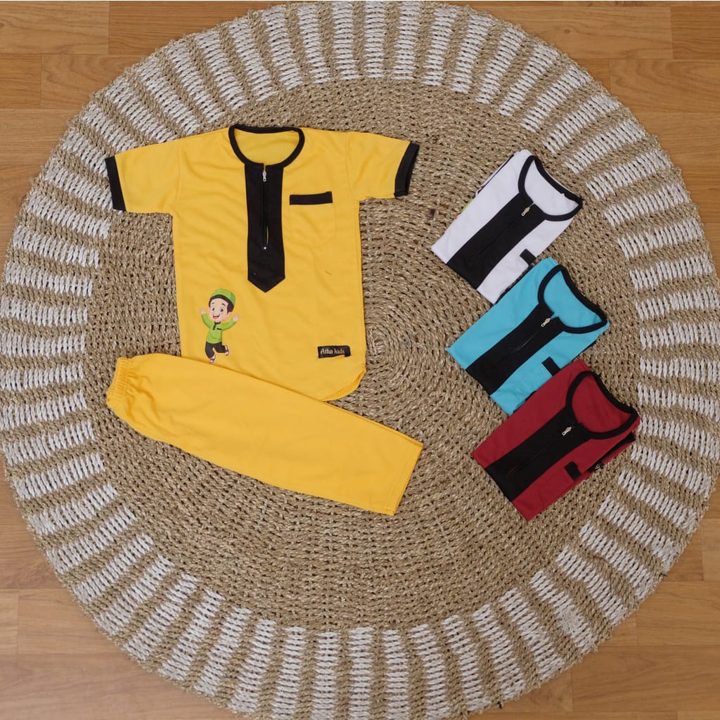 Set Koko Kaos Anak 1-7 Tahun Setelan Kurta Anak Bahan Kaos Bergambar