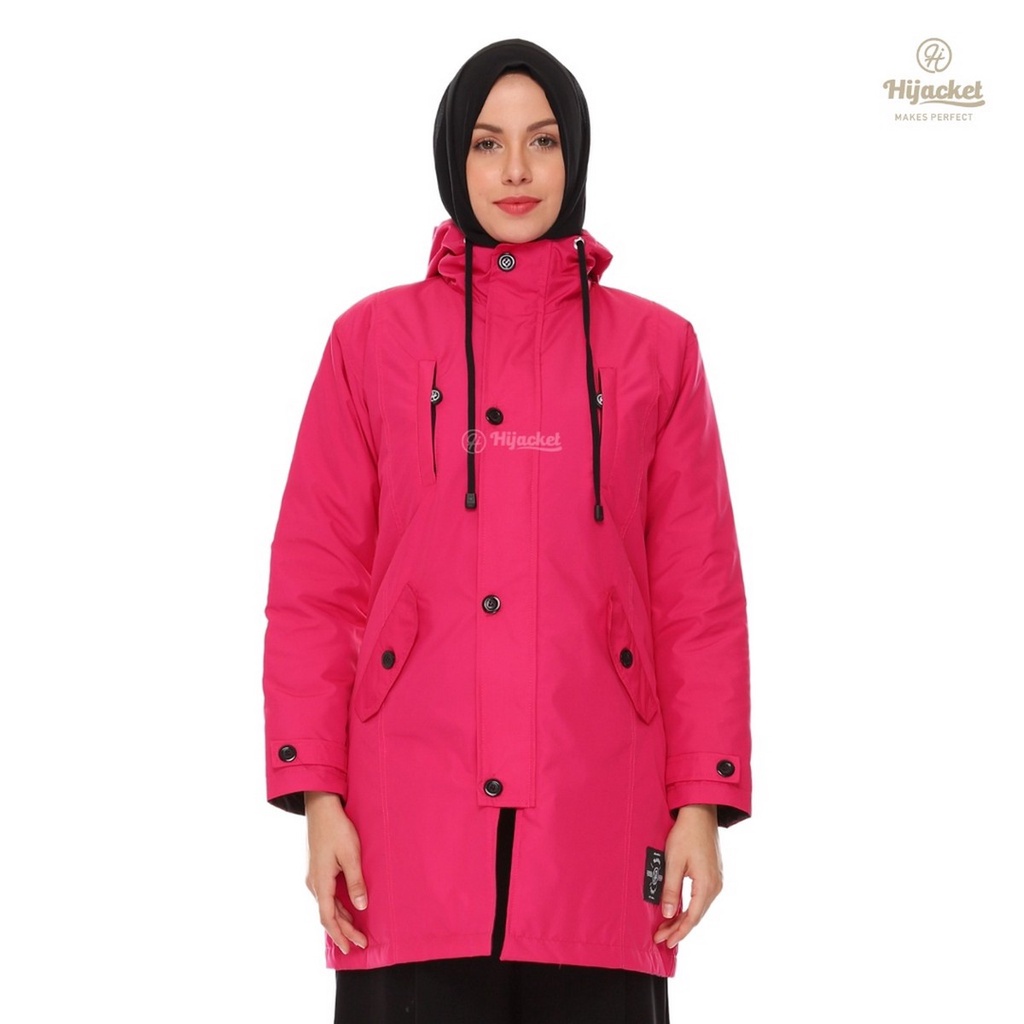 Hijacket Ixora Original Deep Pink Jaket Hijab Muslimah Jaket Parasut Wanita Panjang Untuk Hijaber