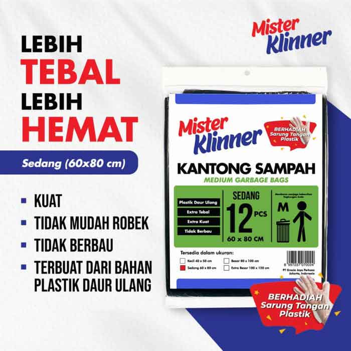 Kantong Sampah* Mister Klinner* Plastik Sedang* UK.M 12pcs