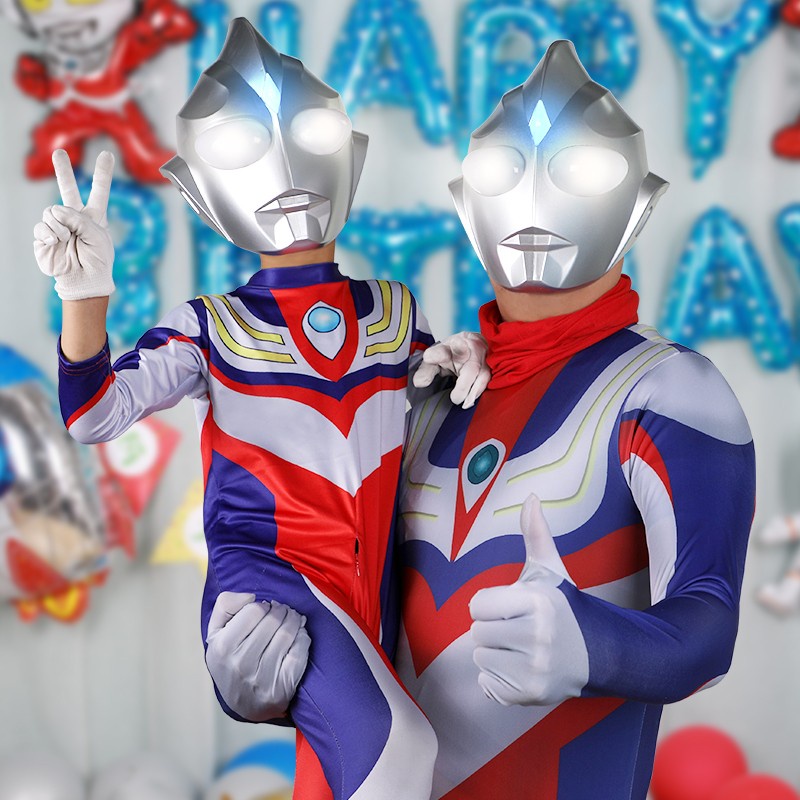 Hallowen Premium Ultramen Kostum Pria Dewasa dan Anak Superhero Cosplay Birthday Costume Party Bodysuit