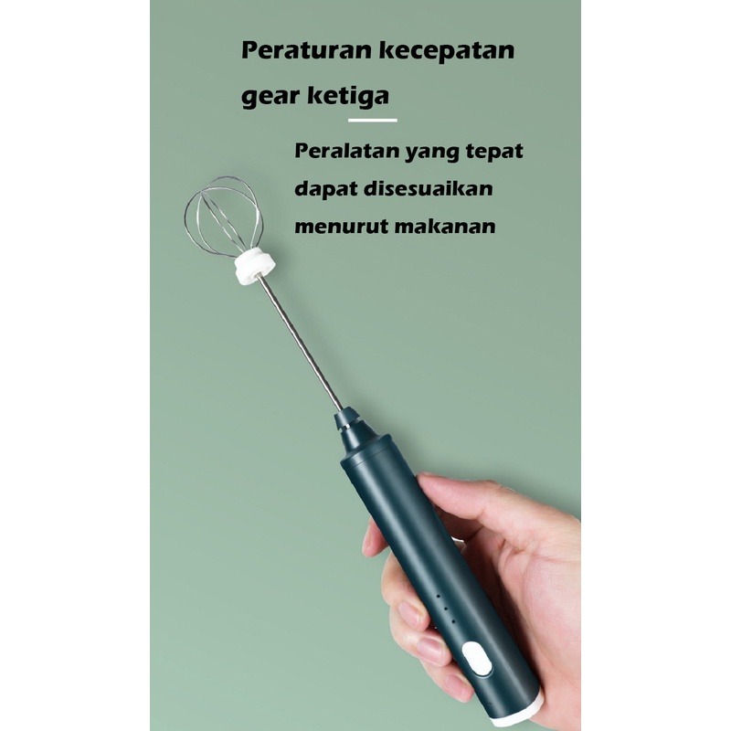 Rechargeable Pembuih Susu Pengocok Telur Handheld Blender Milk Frother Electric Mixer Portable Egg Beater USB