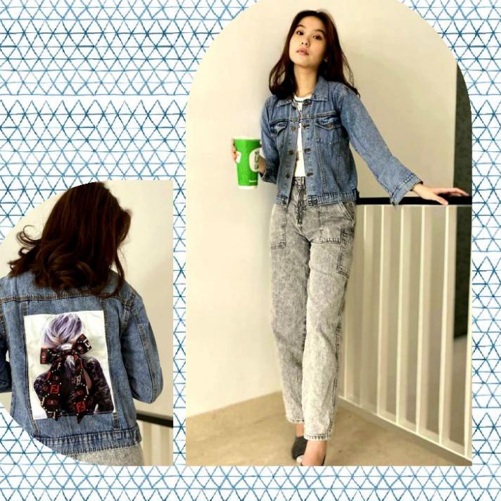 Jim's - Jaket jeans foto emblem, pita 3D