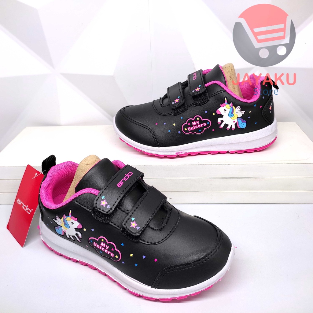 Sepatu Sneakers Anak TK 29-32 Ando Minicorn Model Terbaru Fashion Shoes Sport dengan Perekat Cocok untuk Anak Perempuan Elina Lily Fly